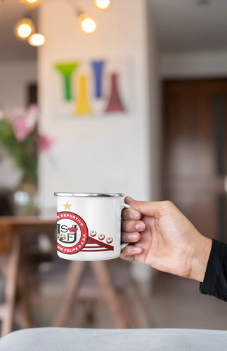 Taza Lechero Enlozado Club Unión San Felipe Fútbol Chileno Blanco Regalo Club