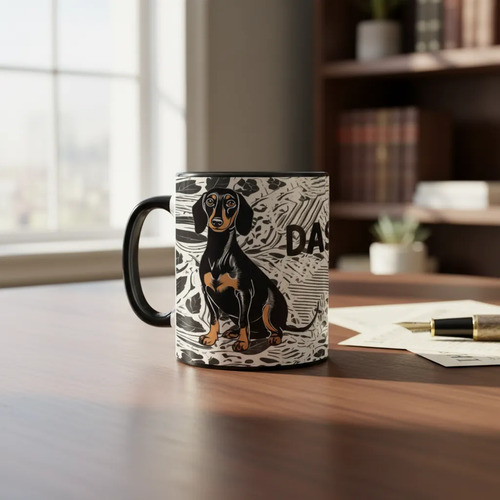 Taza Mágica Mascota Dachshund Elegancia Y Simpatía Negro Mascota