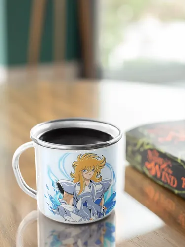 Taza Enlozada Hyoga De Cisne Caballeros Del Zodiaco Blanco Caballeros Del