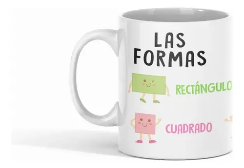 Taza Figuras Geométricas Aprende Formas De Manera Divertida Blanco