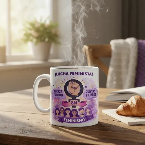 Taza Feminista 8m Lucha Feminista 350 Ml Blanco