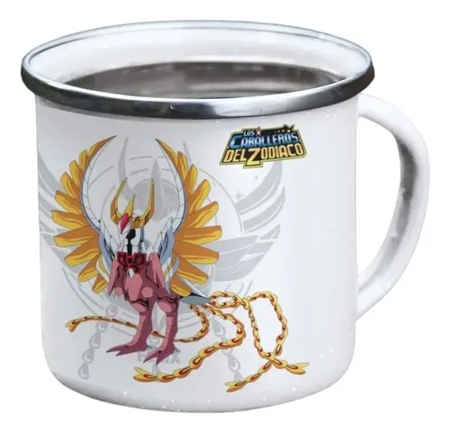 Taza Enlozada Ikki De Fenix Caballeros Del Zodiaco Blanco Ikki De Fénix