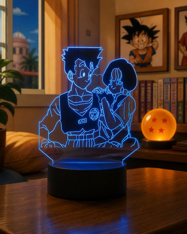 Lámpara LED 3D Gohan y Videl Acrílico
