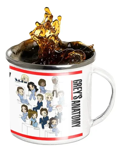Taza Enlozada Corazones Y Cirugías - Greys Anatomy Blanco Regalo Corazones Y