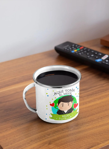 Taza Enlozada Mejor Hijo Del Mundo - Corazón Valiente Blanco Mejor Hijo Del