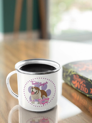 Taza Enlozada Bulldog Inglés - Amor Británico Blanco Bulldog Inglés Regalo