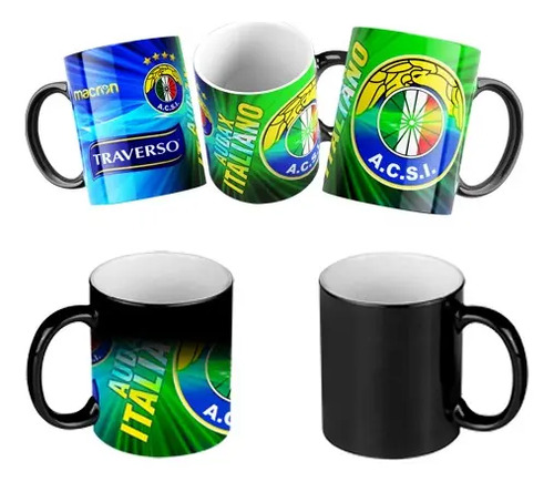 Taza Mágica De Audax Italiano - Fútbol Chileno Negro Audax Italiano