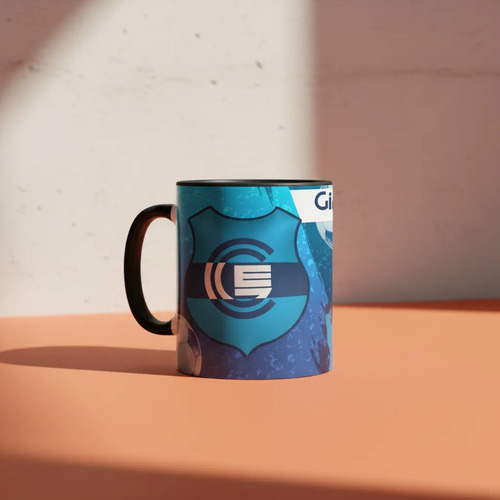 Taza Equipo De Fútbol Argentino Gimnasia Egrima Lp Triperos Negro Fútbol