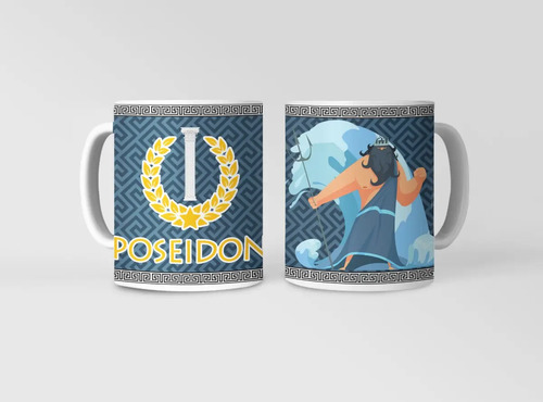 Taza Poseidón - Mareas Del Dios Del Mar Blanco