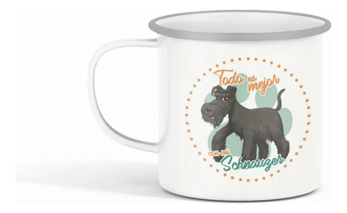 Taza Enlozada Schnauzer - Estilo Canino Clásico Blanco Schnauzer Regalo Mascota