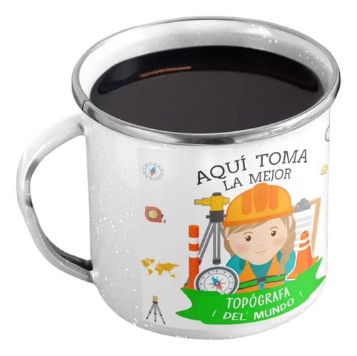 Taza Enlozada Café Y Coordenadas - Día De Topógrafo