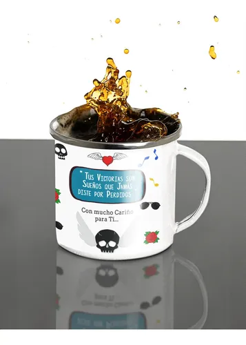 Taza Enlozada Guitarra Y Grit - Rock Puro Blanco Papa Rockero
