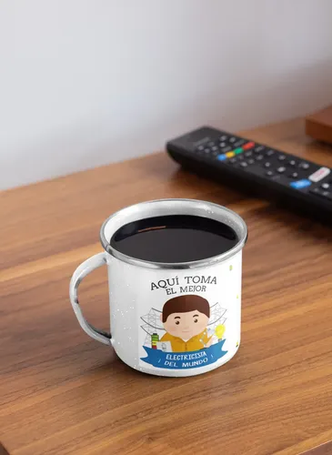 Taza Enlozada Circuitos Y Café - Día De Electricista Blanco Regalo Electricista