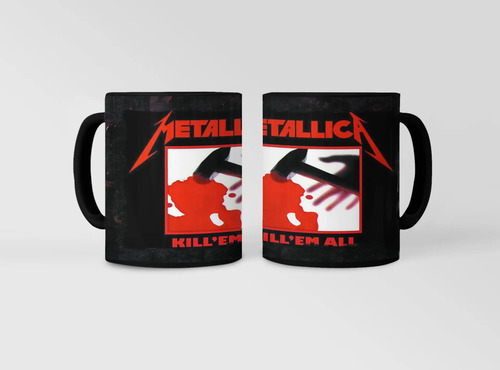 Taza Mágica De Metallica - Bandas De Rock 03 Negro Metálico
