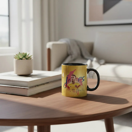 Taza Magica James Rodriguez Estrellas Del Futbol Colombia Negro James Rodriguez