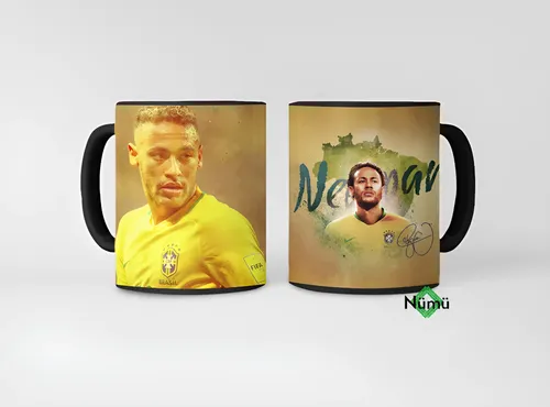 Taza Magica Neymar Jr Estrellas Del Futbol Negro Fútbol
