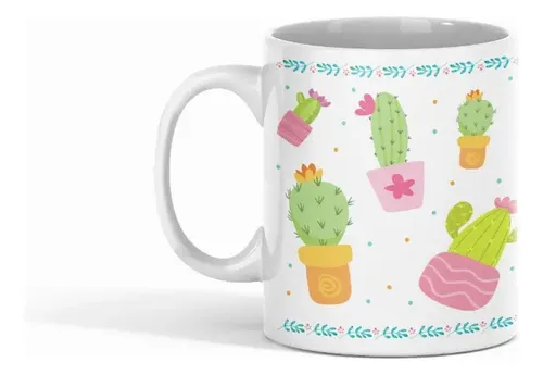 Taza Cactus - Estilo Y Naturaleza Blanco