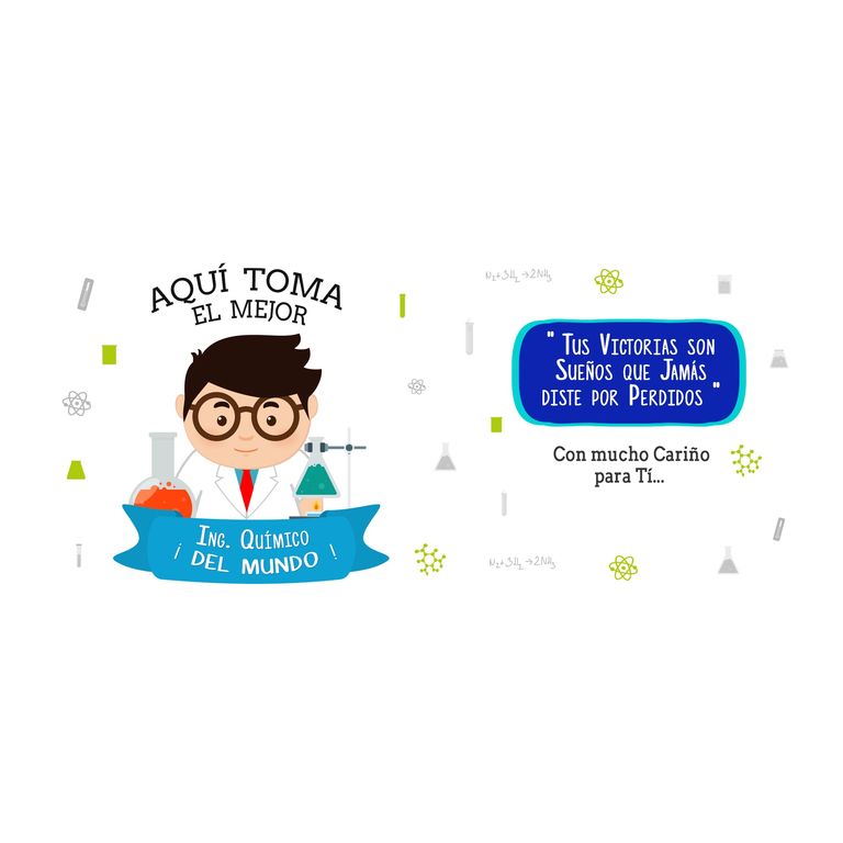 Taza Enlozada Química y Quimeras - Café de Ing. Químico H