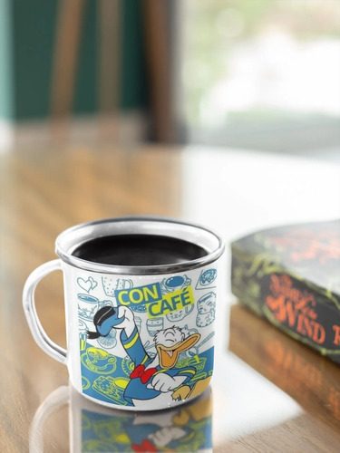 Taza Enlozada Pato Donald Desayunos Divertidos Blanco Regalo Pato Donald