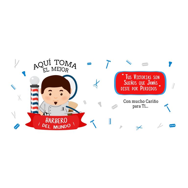 Taza Enlozada Entre Navajas y Café - Arte de Barbero