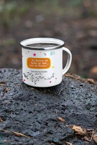 Taza Enlozada Con Notas Y Café - Maestro De Música