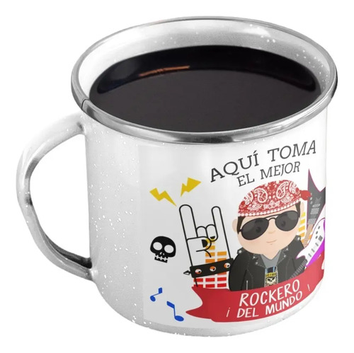 Taza Enlozada El Mejor Rockero - Acordes De Leyenda Blanco Regalo Dia Del Padre