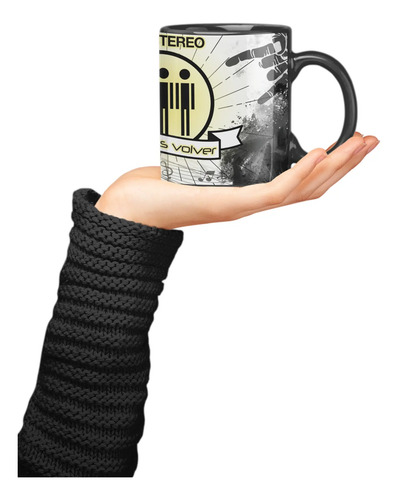 Taza Mágica De Soda Stereo Gracias Totales Bandas De Rock 04 Negro Stereo