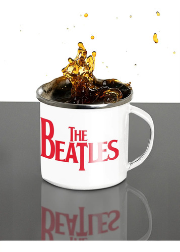 Taza Enlozada The Beatles Música Y Leyenda Del Rock Blanco The Beatles Regalo