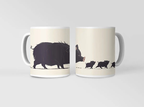 Taza Jabalíes Minimalismo Natural Blanco
