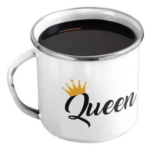 Taza Enlozada Queen - Elegancia Real Blanco