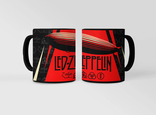 Taza Mágica De Led Zeppelin - Bandas De Rock 02 Negro Led Zeppelin