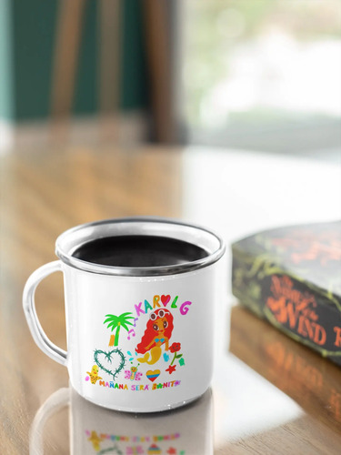 Taza Enlozada Karol G Mañana Será Bonito Estilo Único Blanco Karol G Mañana
