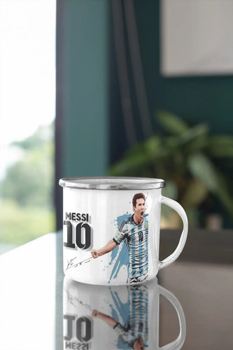 Taza Enlozada Lionel Messi - El Arte Del Fútbol Blanco Lionel Messi El Arte Del