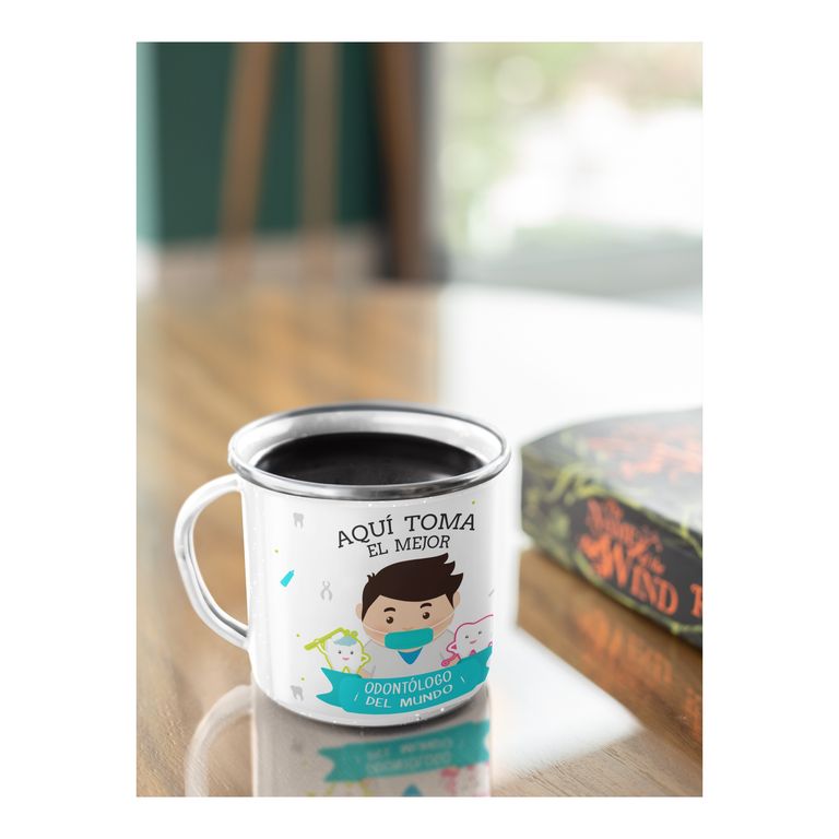 Taza Enlozada Entre Muelas y Mocas - Odontólogo
