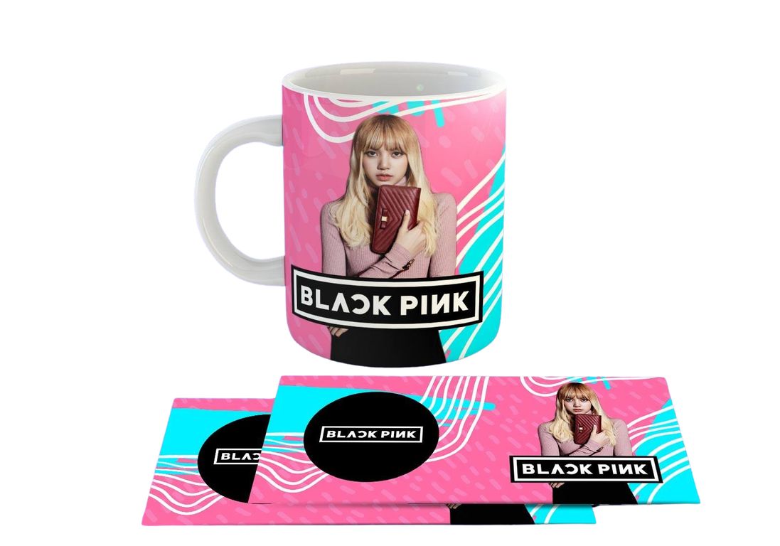 Taza Ceramica 11oz K-Pop Insp Blackpink Rosa Turquesa