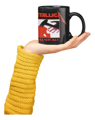Taza Mágica De Metallica - Bandas De Rock 03 Negro Metálico