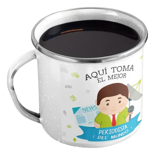 Taza Enlozada Historias Y Caffeine - Día De Periodista