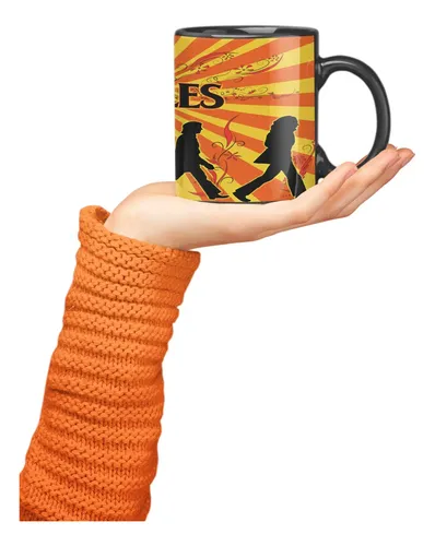 Taza Mágica De The Beatles - Bandas De Rock 01 Negro The Beatles