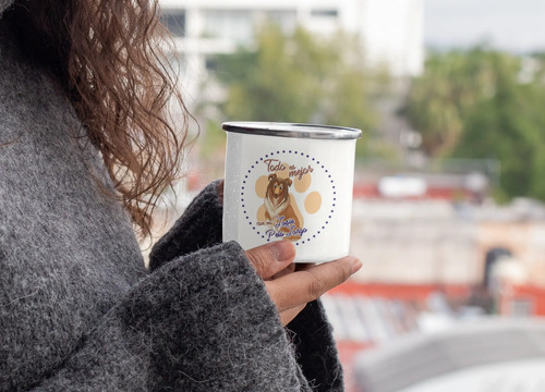 Taza Enlozada Lassie - Nostalgia En Cada Sorbo. Blanco Lassie Regalo
