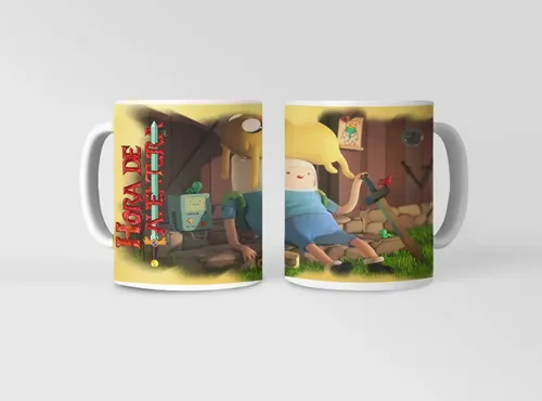 Taza Hora De Aventura Finn Y Jake Blanco