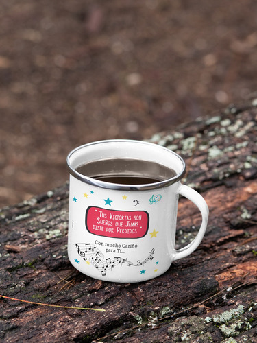Taza Enlozada Con Notas Y Café - Maestro De Música