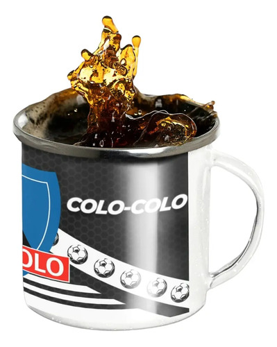 Taza Lechero Enlozado Colo-colo Deporte Fútbol Chileno 1925 Blanco Regalo