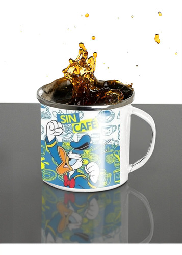 Taza Enlozada Pato Donald Desayunos Divertidos Blanco Regalo Pato Donald