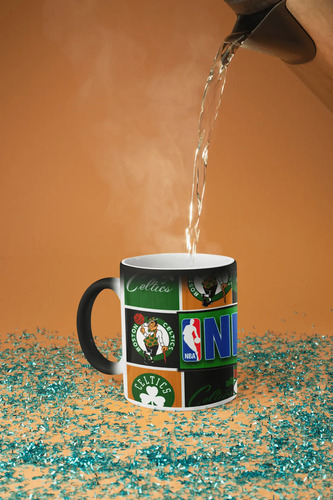 Taza Magica Boston Celtics-nba-lucky The Leprechaun Negro Fútbol