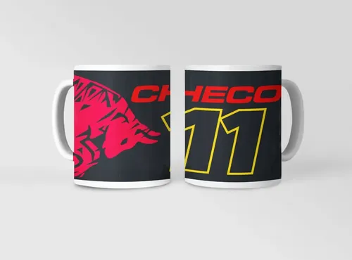 Taza Checo Pérez Diseño De Fórmula 1 Blanco