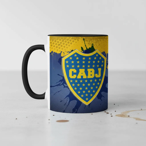 Taza Equipo De Fútbol Argentino Boca Juniors Pasión Xeneize Negro Fútbol