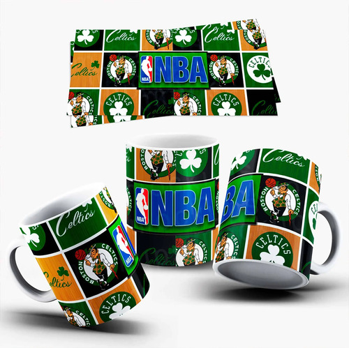 Taza Magica Boston Celtics-nba-lucky The Leprechaun Negro Fútbol
