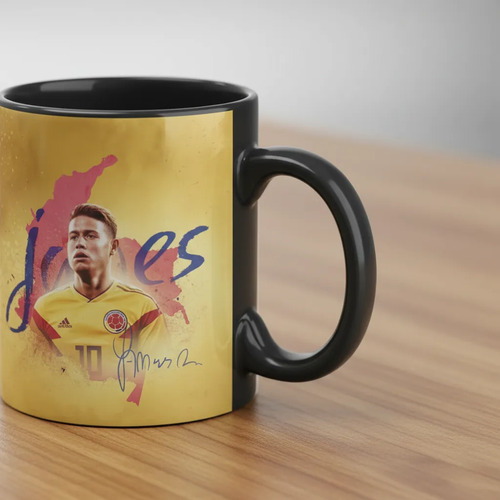 Taza Magica James Rodriguez Estrellas Del Futbol Colombia Negro James Rodriguez