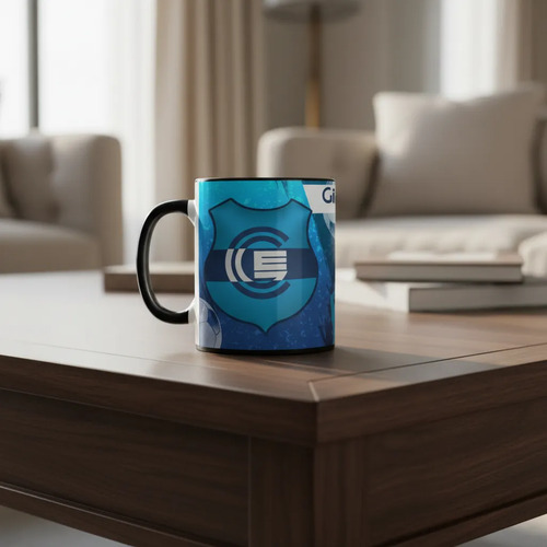 Taza Equipo De Fútbol Argentino Gimnasia Egrima Lp Triperos Negro Fútbol