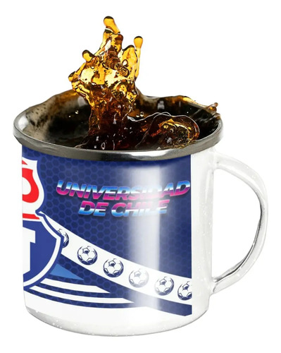 Taza Lechero Enlozado Universidad De Chile Fútbol Bulla Blanco Regalo